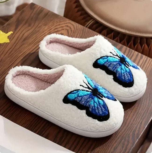 Pantuflas de algodón bordadas y acogedoras: suela suave antideslizante para mayor comodidad en interiores